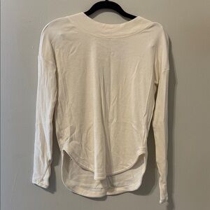 Athleta Cream Ribbed Open Back Long Sleeve Tee Size XXS